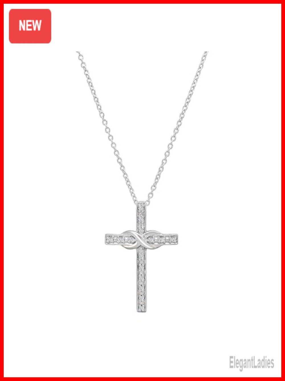 Dazzlingrock Twisted Rope Cross Pendant Necklace 925 Sterling Silver Diamond 18